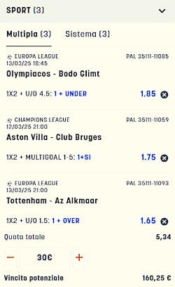 Bolle calcio abbonati 11, 12 e 13 marzo 2025 di ScommessePerfette.it. Turno di ritorno degli ottavi di finale nella fase a eliminazione diretta di Champions ed Europa League 2024-25!