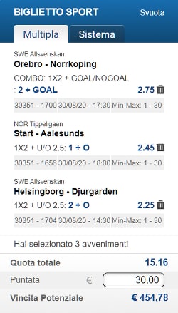 Bolle calcio 30 e 31 agosto 2020 di ScommessePerfette.it. Eliteserien in prima linea nelle nostre puntate seguita da Allsvenskan e Jupiler League!
